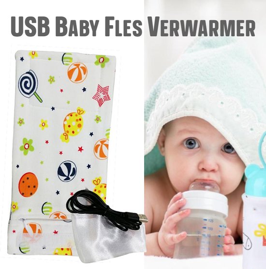 Allernieuwste 2 STUKS USB Baby Fles Warmer model Lollie - Heater - Reisaccessoire - Draagbaar - Klittenband - Kleur van Allernieuwste
