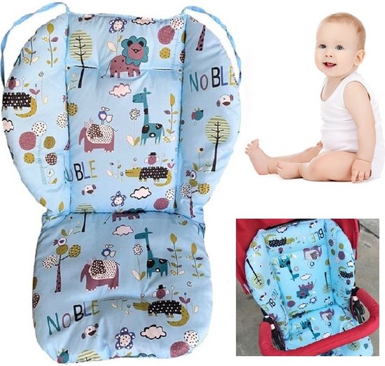 Allernieuwste Buggy Inleg Kussen Blauwe Dieren - Tweezijdig bruikbaar - Kinderwagen - Kinderstoel hoes - Wasbaar van Allernieuwste