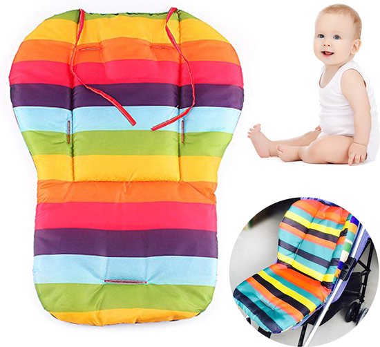 Allernieuwste Buggy Inleg Kussen Regenboog - Tweezijdig bruikbaar - Kinderwagen - Kinderstoel hoes - Wasbaar van Allernieuwste