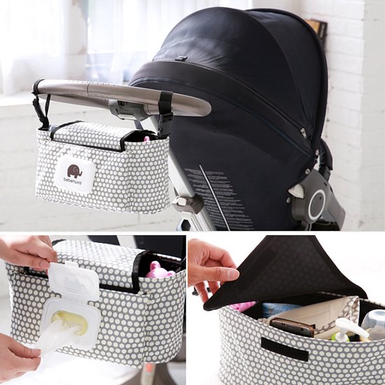 Allernieuwste® Kinderwagen Tas Luiertas Draagtas Buggy Reistas - Buggy Reis OpbergTas - Waterdicht Universeel - 33x14x16cm - STIPPEN van Allernieuwste