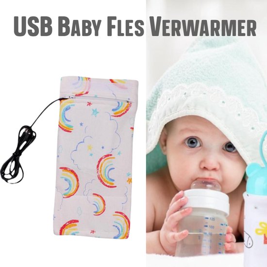 Allernieuwste USB Baby Fles Warmer model Zon en Wolken - Heater - Reisaccessoire - Draagbaar - Klittenband - Kleur van Allernieuwste