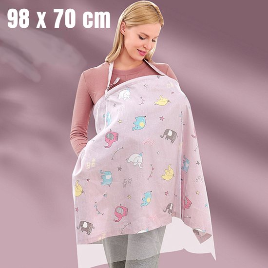 Allernieuwste.nl® Borstvoedingsdoek ROSE OLIFANT - Afschermdoek - Borstvoeding Doek - Tissu d'allaitement - Borstvoedingsschort met zakje - Privacy - Rose Olifantjes van Allernieuwste.nl