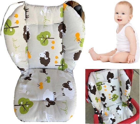 Allernieuwste.nl® Buggy Inleg Kussen Schapen Grijs - Tweezijdig bruikbaar - Kinderwagen - Kinderstoel hoes - Wasbaar van Allernieuwste.nl®
