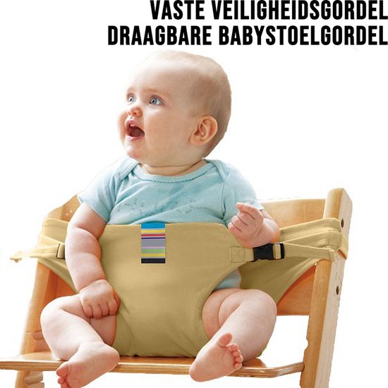 Allernieuwste.nl® Draagbare Babystoelgordel Khaki - Veilig, Opvouwbaar en Comfortabel voor Onderweg van Allernieuwste.nl®