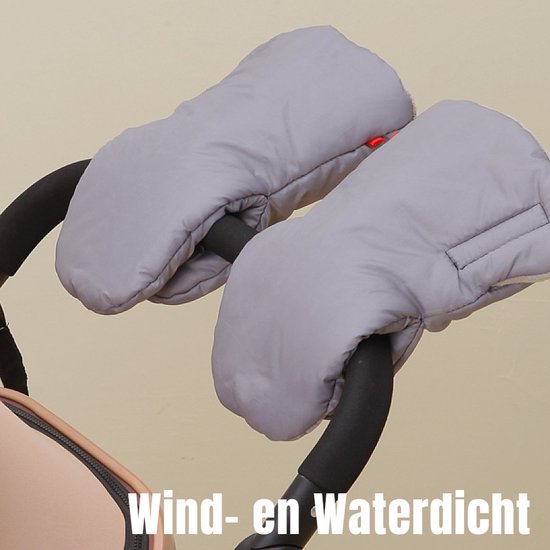 Allernieuwste.nl® Kinderwagen Handschoenen 2 Stuks Wanten Buggy - Wollen Binnenzijde - Winddicht - Waterdicht - Gants de Poussette - Warme Handmoffen - 2 Stuks Apart - kleur Grijs van Allernieuwste.nl®