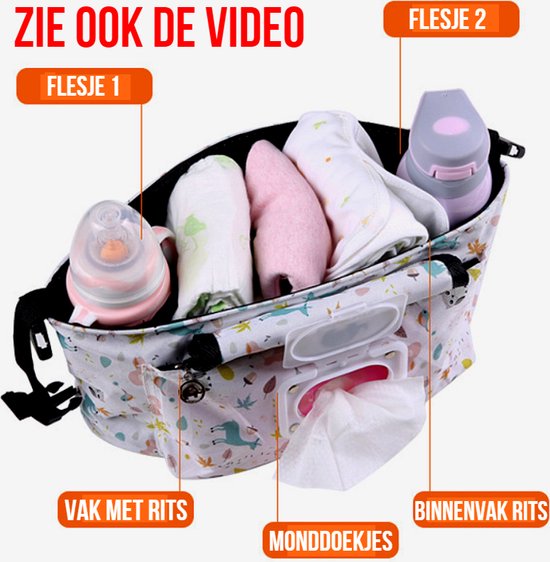 Allernieuwste.nl® Kinderwagen Tas Luiertas BEREN Draagtas Buggy Reistas - Buggy Reis OpbergTas - Waterdicht Universeel - 33x14x16cm - BEER van Allernieuwste.nl