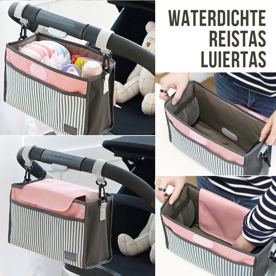 Allernieuwste.nl® Kinderwagen Tas Universele Wandelwagen Buggy Reistas - Luiertas Draagtas Reistas - Waterdicht - Rose van Allernieuwste.nl