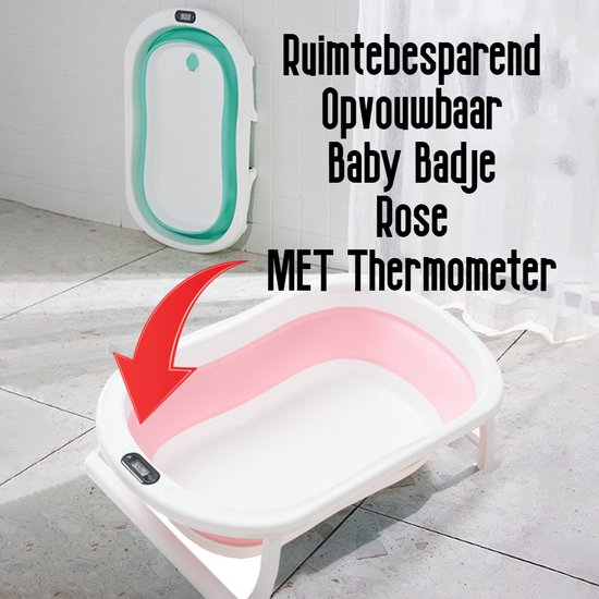 Allernieuwste.nl® Opvouwbaar Opklapbaar BabyBad met Thermometer en Standaard - Kinderbadje Babybadje Kleur Rose van Merkloos