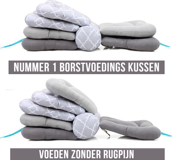 Allernieuwste.nl® Voedingskussen in Hoogte Verstelbaar - Ideaal Voor Borstvoeding en Flesvoeding - Kraamkado - Compact - Kleur Grijs van Allernieuwste.nl