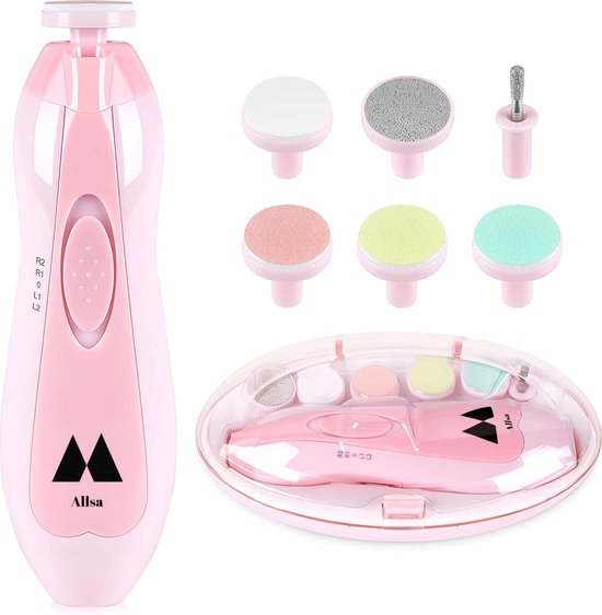 Allsa Baby Nagelknipper - Baby Nagelvijl - Elektrische Nagelvijl - Ook Voor Volwassenen - LED Licht - Baby Cadeau van Allsa