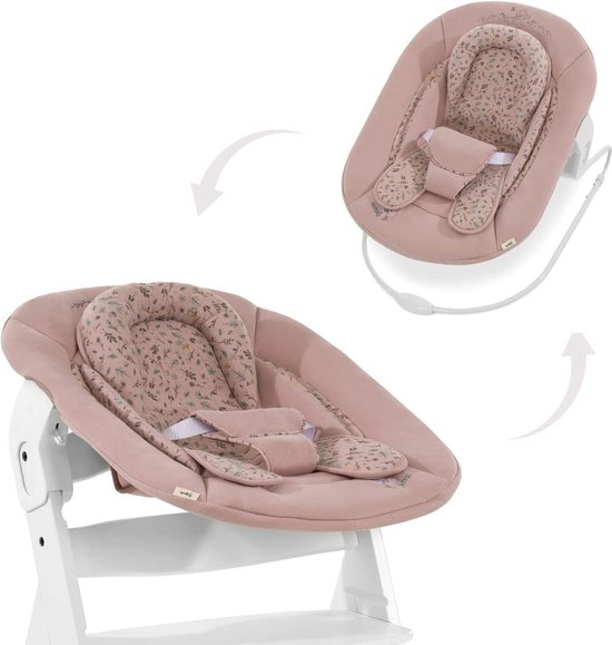 Alpha Bouncer 2 in 1 set - pasgeboren baby's - wipstoeltje - Hauck houten meegroeistoel - Bambi Rose - 9kg van Hauck