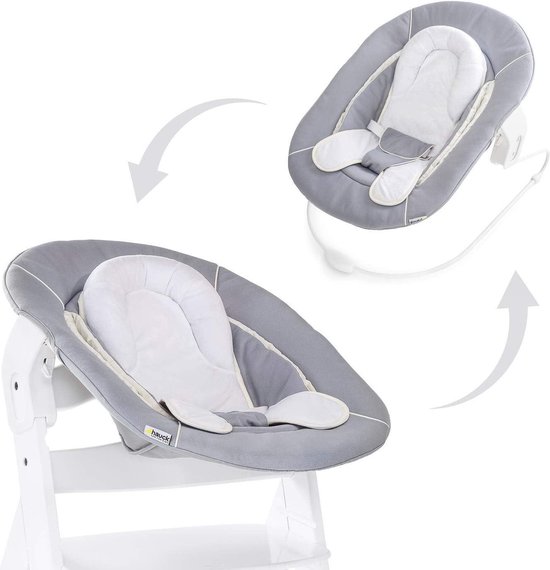 Alpha Bouncer 2 in 1 set voor pasgeboren baby's - grijs - Hauck houten meegroeistoel - stoelverkleiner - 66 x 49 x 45 cm van Hauck