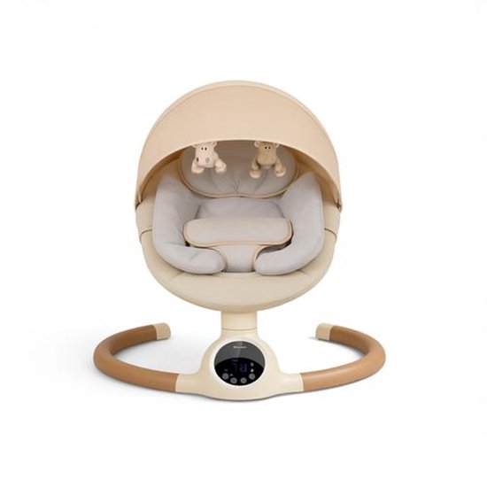 Alpha Elektrische Babyschommel en Babywipstoel – Comfortabele Babywipper met Schommelmodus, Bluetooth, 5 Standen, Led-Touchscreen – Beige