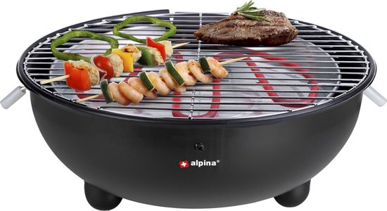 alpina Elektrische BBQ - Tafel-Barbecue - Geen Rook - Binnen Barbecueën - 1250W - Ø 30 Cm - Zwart van Alpina