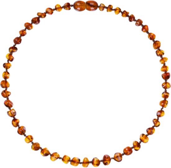 Amberos Barnsteen Kinderketting – Originele Baltische Barnsteen – Barnstenen ketting – 32 cm – Cognac