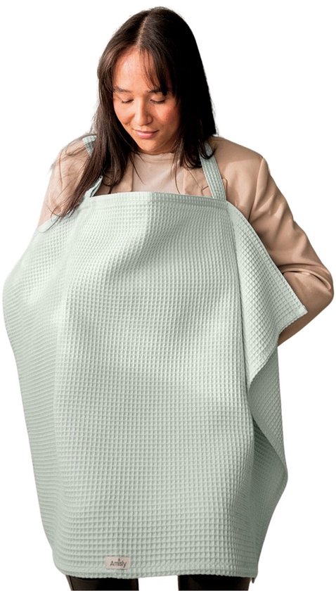 Amisly Borstvoedingsdoek - Luxe Voedingsdoek - Afschermdoek - OEKO - TEX - Wafel Materiaal - Groen - Kraamcadeau baby van Amisly