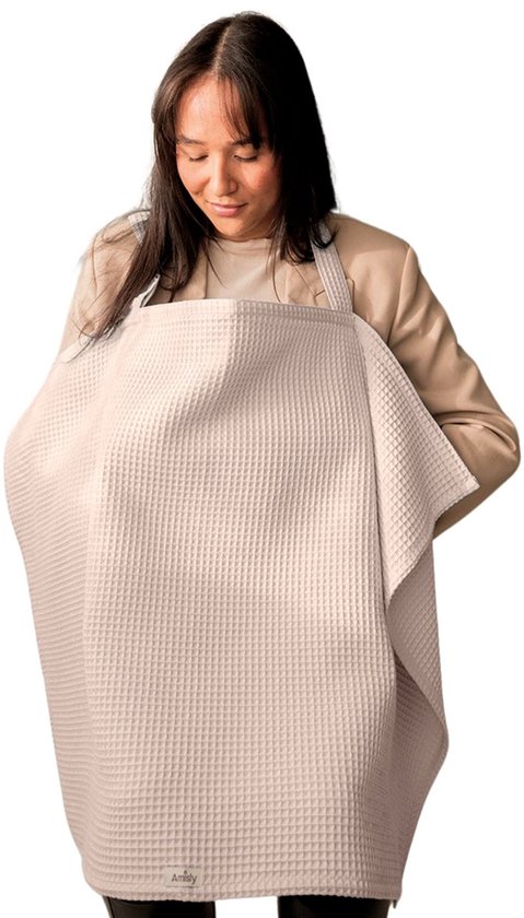 Amisly Borstvoedingsdoek - Luxe Voedingsdoek - Afschermdoek - OEKO-TEX - Wafel Materiaal - Roze - Kraamcadeau baby van Amisly