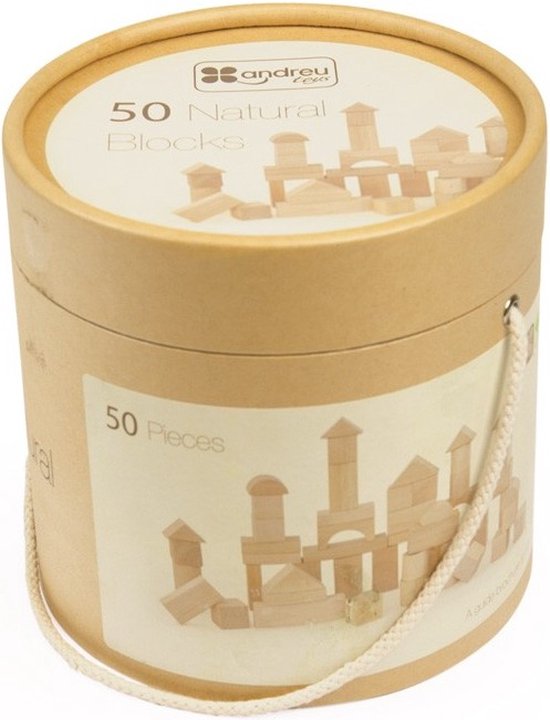Andreu Toys ANDREU - 50 blanco houten blokken van Andreu Toys