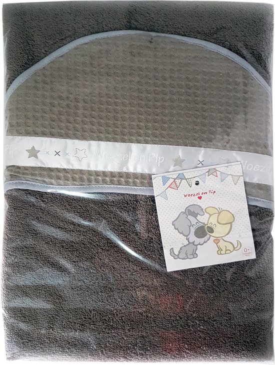 ANEL - badcape - Woezel en Pip - met wafel patroon - Bruin van Anel