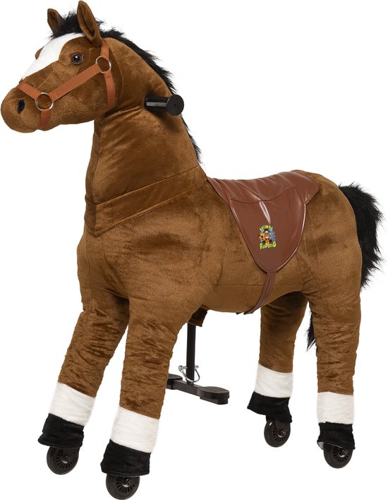 Animal Riding Paard Amadeus Bruin Medium / Large - Rijdend paardenspeelgoed - Paardenspeelgoed - Speelgoed vanaf 3 jaar - Zadelhoogte 68 CM- Verstelbaar pedaal 3 standen - Afneembaar zadel van Animal Riding