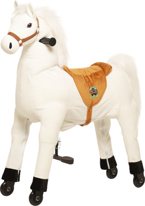 Animal Riding Paard Snowy Wit  Medium / Large - Rijdend paardenspeelgoed - Paardenspeelgoed - Zadelhoogte 67 CM- Verstelbaar pedaal 3 standen - Afneembaar zadel van Animal Riding