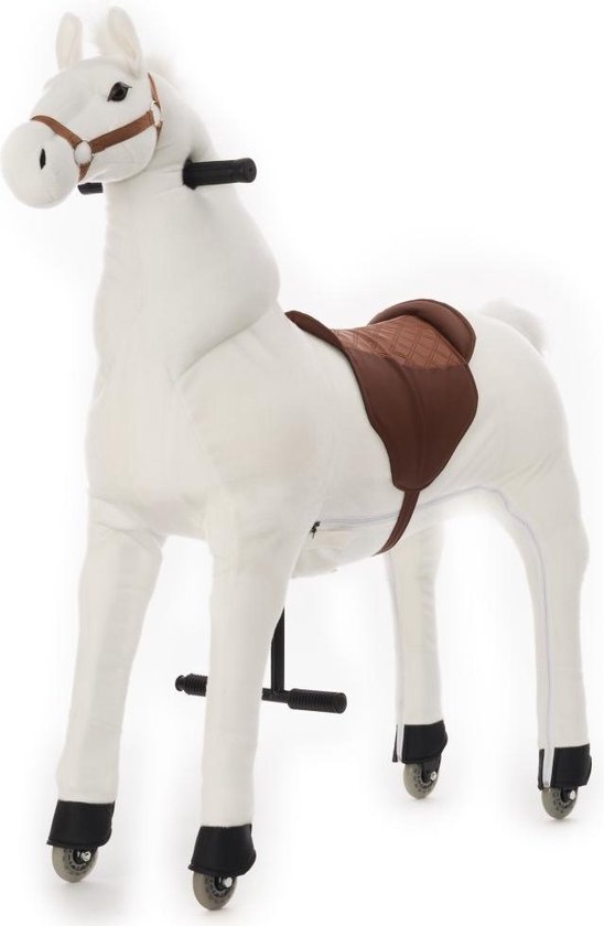 Animal Riding Paard Snowy Wit X-Large - Rijdend Paardenspeelgoed - Paardenspeelgoed - Zadelhoogte 78 CM - Verstelbaar pedaal 3 standen - Afneembaar zadel. van Animal Riding