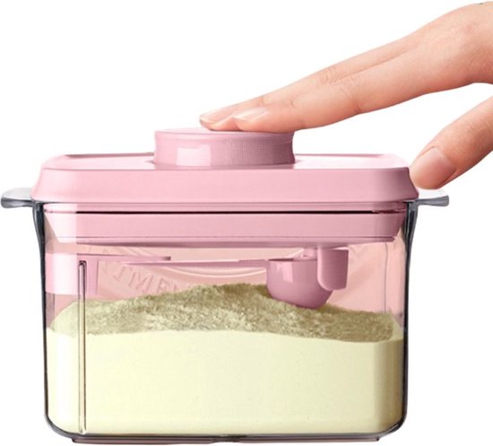 ANKOU 1000 Melkpoeder bewaarbus kleur: roze | Melkpoeder doseerdoos | Babyvoeding opslag | Melkpoeder dispenser| Babyvoeding opslag |voorraad pot met vacuüm deksel inclusief maatschep (5gram poeder) babyvoeding bewaarbox van ANKOU