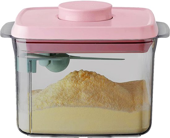 ANKOU 1000 Melkpoeder bewaarbus (UV-block/bescherming) kleur: roze | Melkpoeder doseerdoos | Babyvoeding opslag | Melkpoeder dispenser| Babyvoeding opslag |voorraad pot met vacuüm roze deksel inclusief maatschep (5gram poeder) van Merkloos