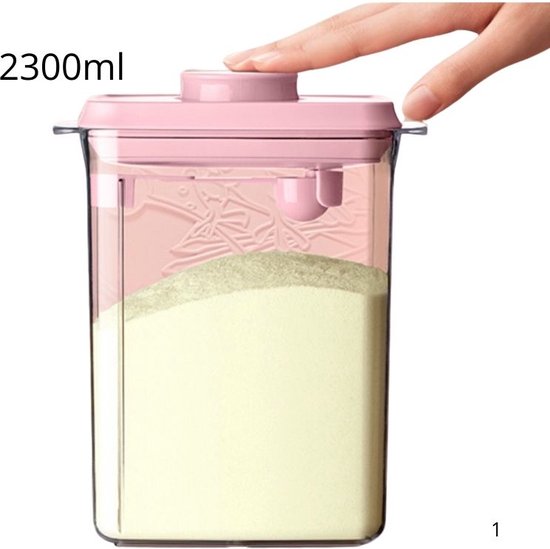 ANKOU 2300 Melkpoeder bewaarbus kleur: roze - Melkpoeder doseerdoos - Babyvoeding opslag - Melkpoeder dispenser| Babyvoeding opslag |voorraad pot met vacuüm deksel inclusief maatschep (5gram poeder) van ANKOU