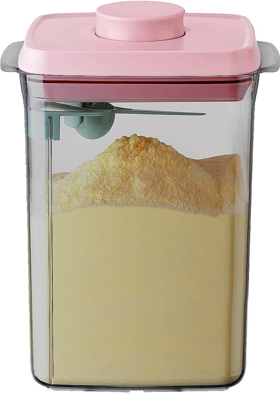 ANKOU 2300 Melkpoeder bewaarbus (UV-block/bescherming) kleur: roze | Melkpoeder doseerdoos | Babyvoeding opslag | Melkpoeder dispenser| Babyvoeding opslag |voorraad pot met vacuüm roze deksel inclusief maatschep (5gram poeder) van Merkloos
