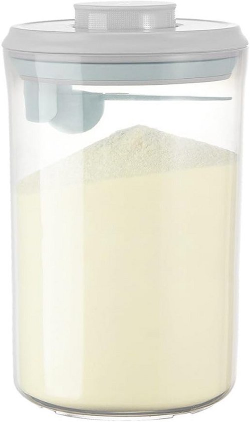 Ankou- Vacuum Luchtdichte Babyvoeding- & Bewaarcontainer (2000ml) met drukknop – inclusief maatschep - Rond - BPA vrij- melkpoeder container bewaardoos. van ANKOU