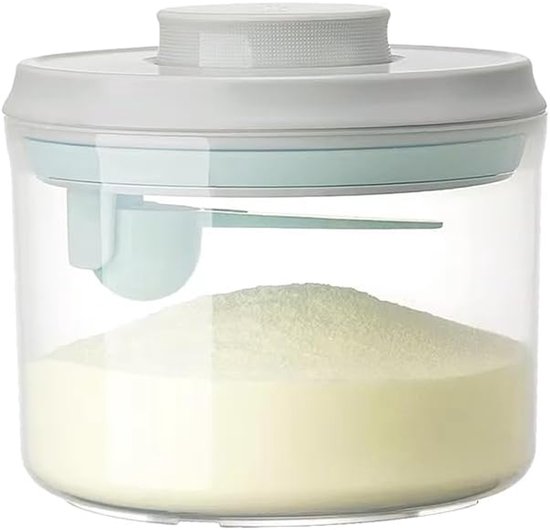 Ankou- Vacuum Luchtdichte Babyvoeding- & Bewaarcontainer (800 ml) met drukknop – inclusief maatschep - Rond - BPA vrij- melkpoeder container bewaardoos. van ANKOU