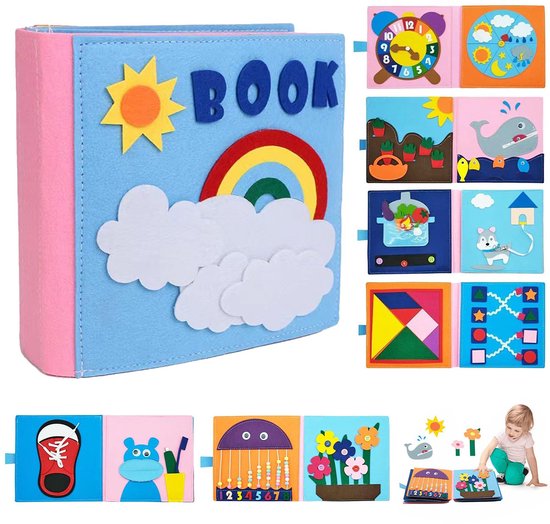 ANMI – Montessori Busy Board – 16-in-1 Educatief Activiteitenboek voor Peuters – Stil Boek voor Reizen – Sensorisch Speelgoed voor Jongens en Meisjes – Motoriek Ontwikkeling – Cadeau 1-4 Jaar van Merkloos