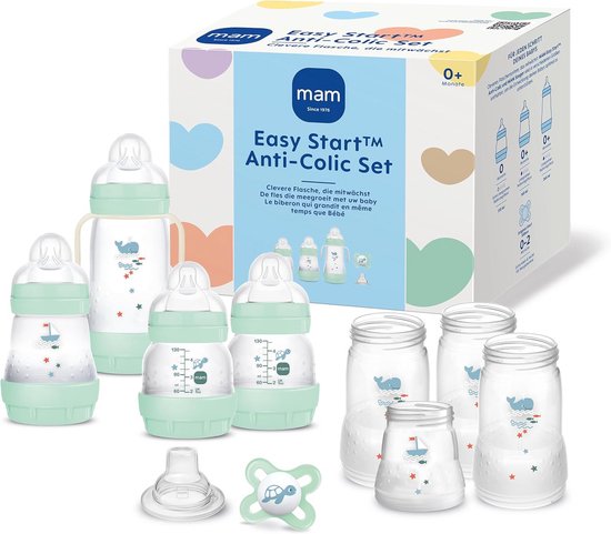 Anti-Colic Baby Starter Set met Fopspeen en Handvaten Vanaf Geboorte - Blauw
