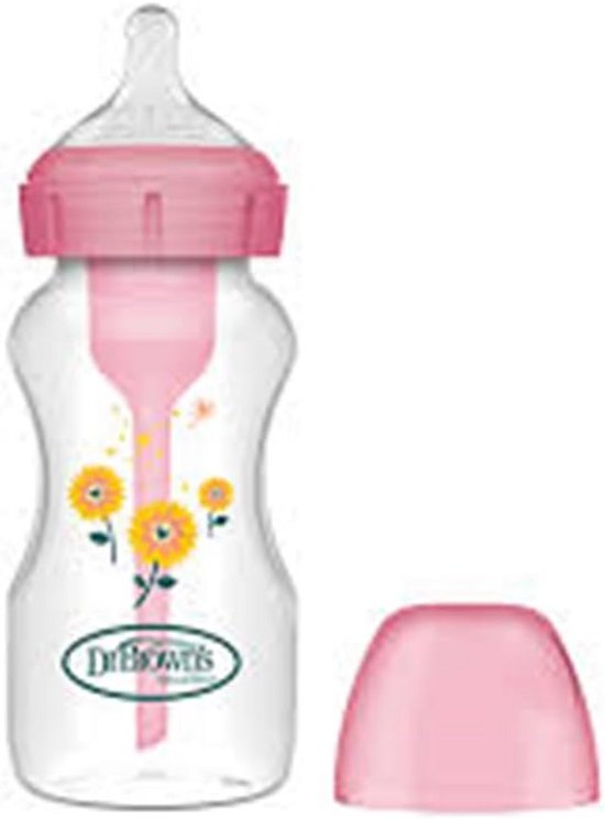 Anti-Koliek Babyfles 270 ml Brede Opening Roze - Vermindert Krampjes en Gasvorming
