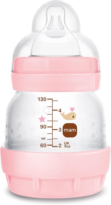 Anti-koliek babyfles met SkinSoft siliconen speen, 130 ml, Roze