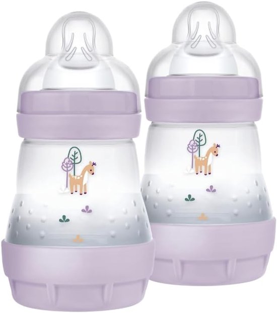 Anti-Koliek Flessen Set van 2 - 160 ml - Voor Pasgeboren Baby's 0-4 Maanden - Huidzachte Siliconen Speen