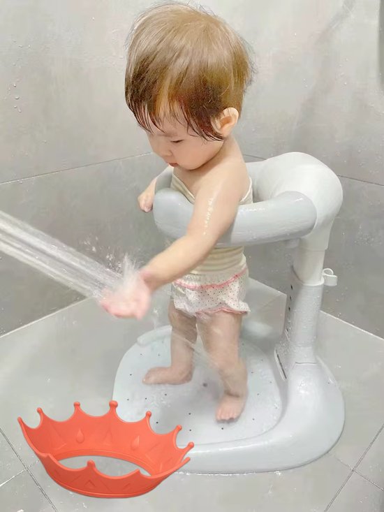 Anti slip baby shower support stand - Knuffelbare bad toren - Antislip douchesteun - 6 maand - 3 jaar,- plus shampoo kroon hoed. van Merkloos