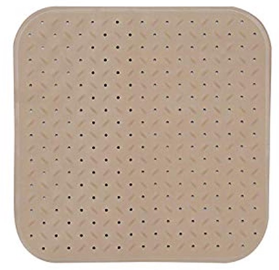 Antibacteriële antislip douchemat met zuignappen - Beige - 54 x 54 cm - Wasbaar op 60 graden van Merkloos