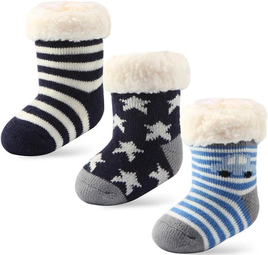 Antislip Babysokken met Sherpa Voering - Zachte en Warme Sokken voor Peuters