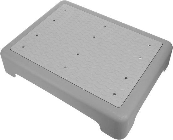 Antislip Badkruk - Opstapje Stabiliteit - Valpreventie Badkamer - Extra Breed Platform - 43 x 33.5 cm - Lichtgrijs