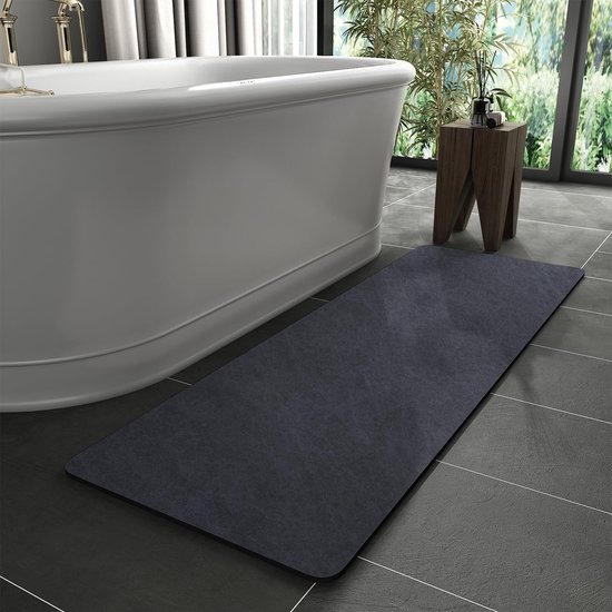 Antislip Badmat 40 x 120 cm - Superabsorberend, Sneldrogend en Wasbaar - Voor Badkamer en Douche - Marineblauw
