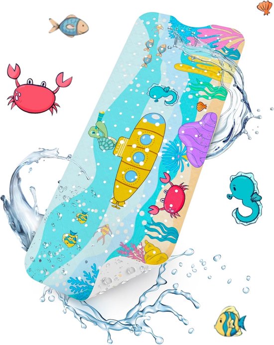 Antislip badmat - Douchemat kind - Veilig baden - Extra lang design - 101 x 40 cm - Oceaan