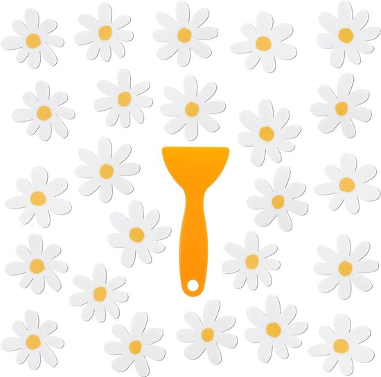 Antislip Badstickers - Douchestickers Vloerstickers - Veilig Douchen - Madeliefje Bloem Design - 24 stuks 11.5 cm - Wit