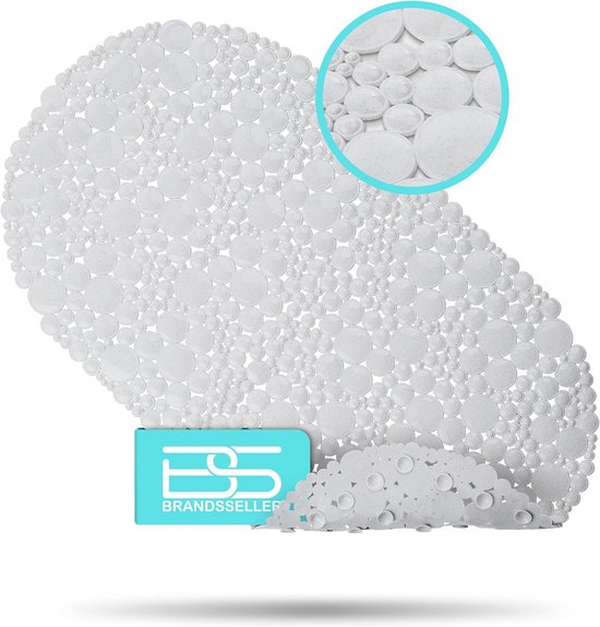 Antislip Douche- en Badmat met Waterdruppel Design - Ovaal 67 x 37 cm Blauw