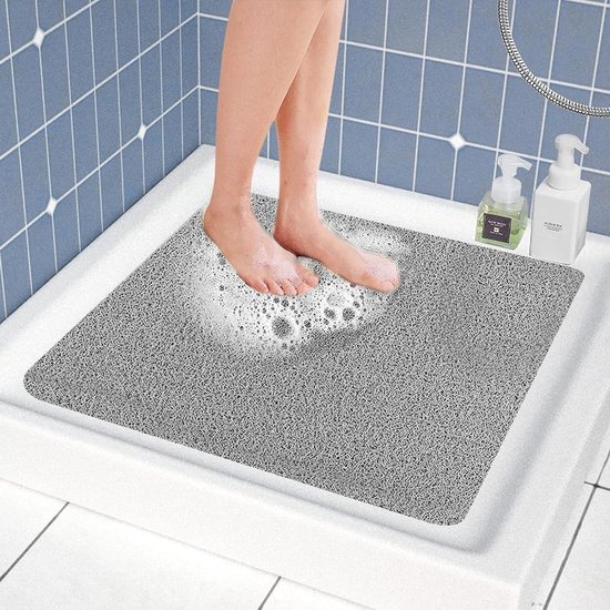 Antislip douchemat 60 x 60 cm - schimmelwerend - zachte comfort - veilige badmat - afvoergaten - bad en natte ruimtes van Wellys