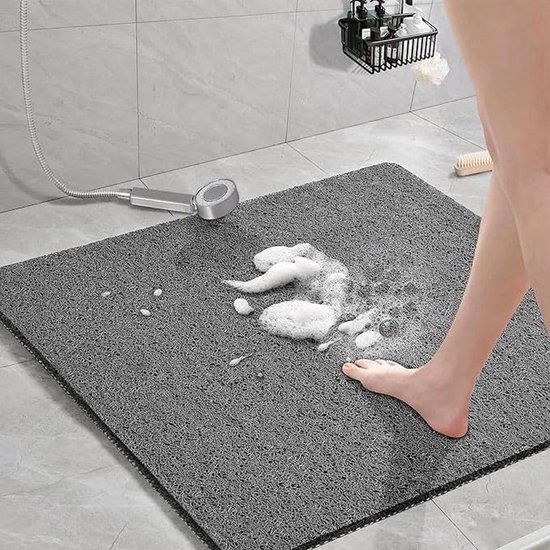 Antislip Douchemat Badmat PVC Veilig en Zacht voor Gezin en Senioren 60x60 cm Grijs