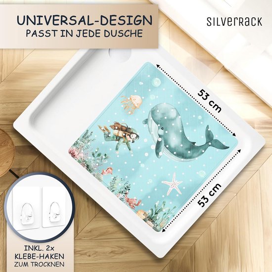 Antislip Douchemat Kinderen Walvis Ontwerp, Machinewasbaar en Schimmelbestendig van Merkloos