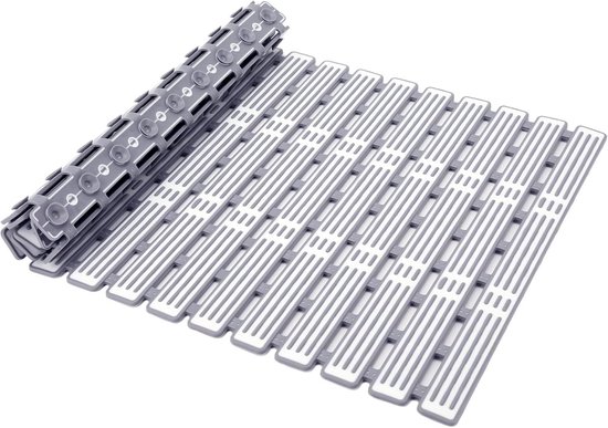 Antislip Douchemat met Zuignappen 68x40 cm - Veilig en Schimmelbestendig Badmat Zilver Grijs van Merkloos