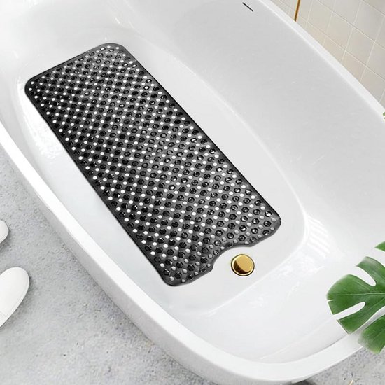 Antislip Douchemat met Zuignappen voor Bad en Douche - Wasbaar en Veilig voor Kinderen en Ouderen (40x70 cm, Zwart)